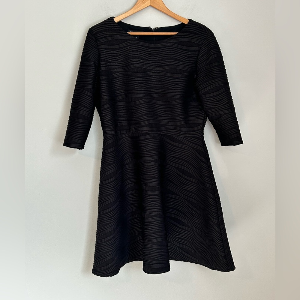 NWOT INC International Concepts Black Textured Fit & Flare Dress –  Size 14
